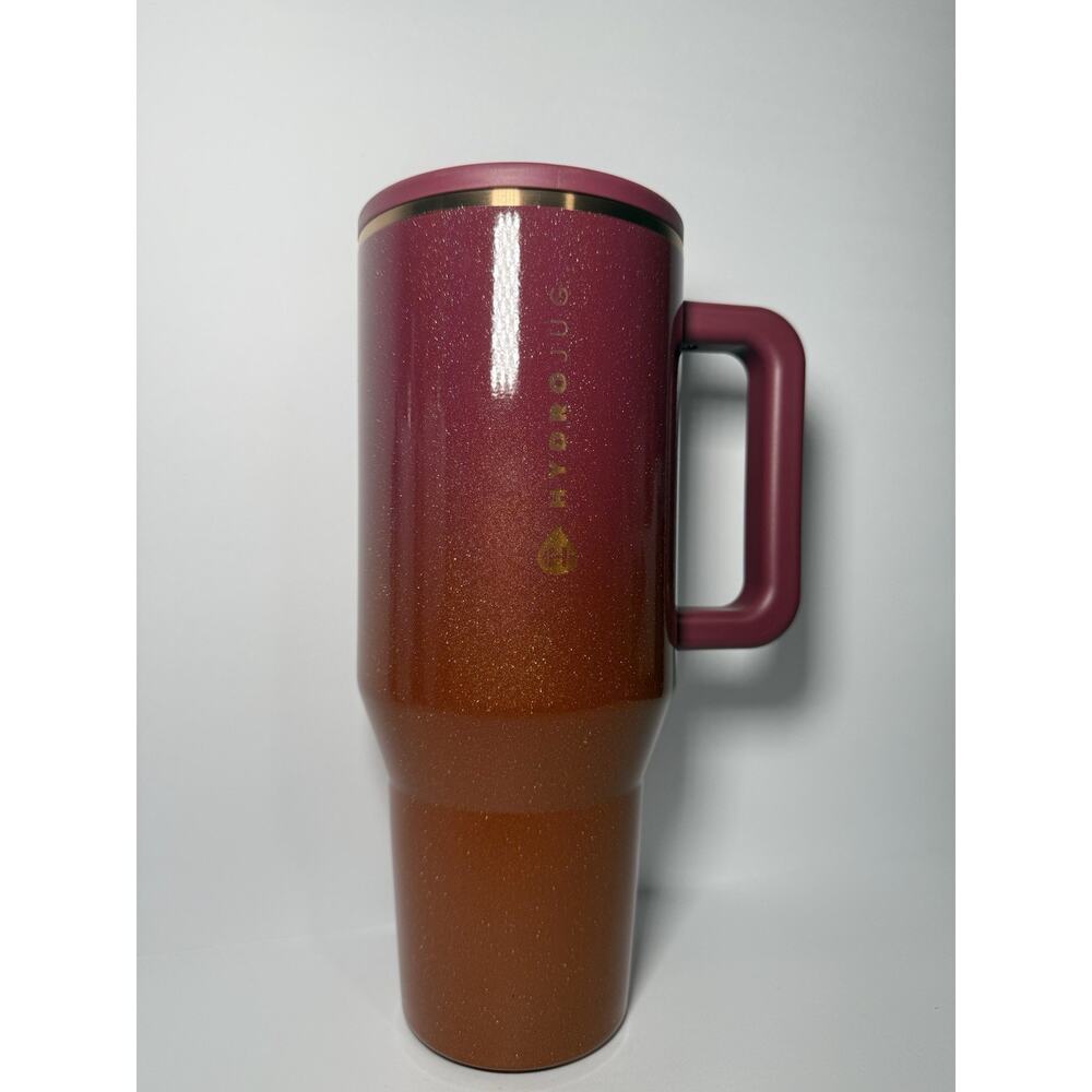 Custom Hydrojug MERLOT 40oz Traveler Tumbler with Gold Glitter Epoxy BNWOT